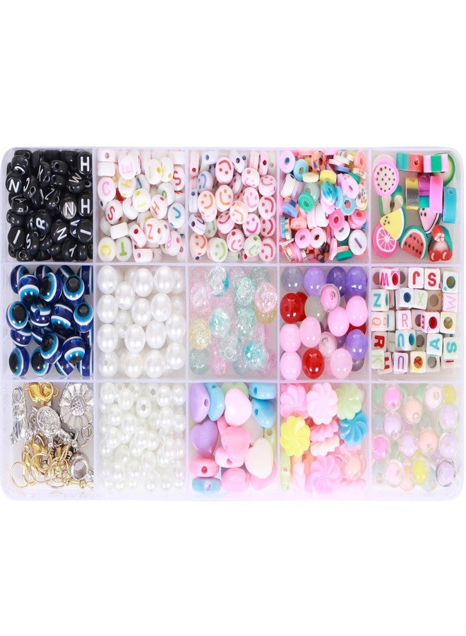 Ambitieux 15-Compartment Bracelet Making Kit for Girls & Kids - 400+ Beads Including Evil Eye, Pearl, Alphabet, Smileys, Hearts, Charms & Tools - DIY Jewelry Craft Set with Cutter, Elastic Thread & Gift Bag Birthday girls 2 3 4 5 6 7 8 9 years (All mix) - Image 4